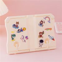 卡通多功能可折叠阅读架创意读书架书立架桌上桌面书器学生用便携 [米白款]送贴纸