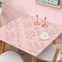 方桌桌垫正方形pvc防水防烫防油免洗塑料茶几垫小饭桌家用餐桌垫 [粉色花朵]0.23mm[款] 60*60cm