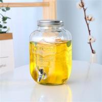 带龙头玻璃罐大容量可放冰箱密封冷水桶夏季柠檬水容器水杯果汁瓶 4L果汁瓶(ABS龙头)