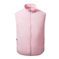 夏季空调服风扇衣服降温马甲背心风扇制冷工作服男女户外休闲服 粉红色 S