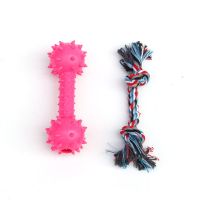 宠物玩具套装 狗狗玩具球 猫狗发声磨牙玩具狗球 泰迪比熊训犬玩 带刺的大杠铃+绳结（随机色）