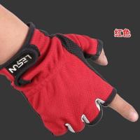 钓鱼手套装备防水防晒滑透气路亚抓鱼海钓专用手套夏季露三指五指 (薄款)露三指红色 均码