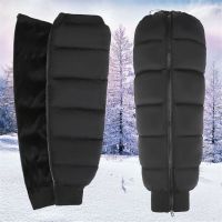 户外冬季电动车挡风加绒保暖护膝男女防风加厚防水护具骑行护腿套 升级款加厚 加长护膝 黑 70cm长(建议男士)