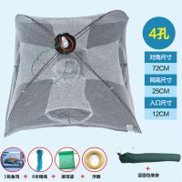 渔网虾笼鱼网捕鱼网抓鱼捉鱼渔具螃蟹黄鳝泥鳅撒网自动捕鱼笼折叠 纯白色伞形4孔+1包饵（体验款）