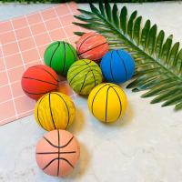 超高弹力迷你迷彩色橡胶小篮球解压神器空心弹力球儿童宠物玩具球 彩色篮球随机1个