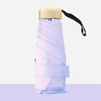 胶囊太阳伞女防晒防紫外线遮阳晴雨伞两用迷你五折叠超轻小巧便携 淡优紫(6骨五折扁款)黑胶迷你防晒伞