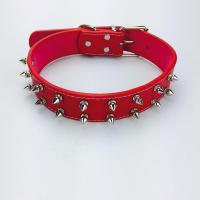 狗狗铆钉项圈防咬金属项圈金毛法斗中大型犬尖钉项圈狗链子狗脖套 红色 3.5*60(适合20-80斤)