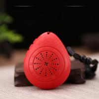 新款播放机高清音质24小时播放插电上电池播放器迷你小型便携式 木鱼红色充电