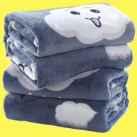 [3秒速热多尺寸毛毯]超柔加厚毛毯法兰绒双单人学生宿舍1.5/1.8 A-微笑云朵 70x100cm优等品-约0.3斤