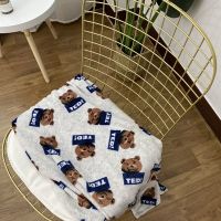 法兰绒儿童午睡小毛毯学生宿舍办公室盖腿毯子汽车保暖便携小被子 泰迪熊 80*100cm