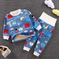 秋冬款宝宝保暖内衣男女婴儿衣服儿童加绒加厚秋衣秋裤套装睡衣服 蓝城堡 73码[9-15斤]3-6个月