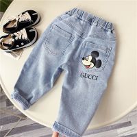 童装男童牛仔裤春秋冬款加绒加厚牛仔棉裤儿童裤子中大童休闲长裤 小款米奇头[单裤] 100 身高