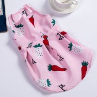 宠物服装德文猫衣服赛尔凯克卷毛猫英短印花无毛猫柯基两腿连衣裙 粉色印花 XS(1-2斤)