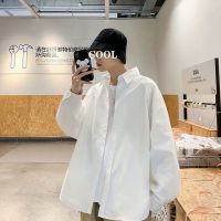 学院风青少年宽松长袖衬衫男生春秋ins潮流日系卡通猫咪衬衣情 白-衬衫 S 收藏店铺,送项链