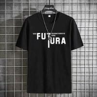 2021黑色短袖t恤男装夏季休闲上衣服打底衫圆领男士学生宽松韩版A 1FUTURA黑色 S