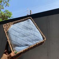 竹纤维盖毯竹丝毯宝宝冰丝毯新生婴儿毛毯儿童幼儿园午睡毯空调毯 菱形-蓝 100*120CM