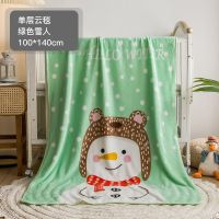 巴布豆婴儿毛毯超柔软宝宝盖毯新生儿小毯子春秋季空调珊瑚绒被子 [春夏单层]绿色雪人 100*140cm(大尺寸 多用途