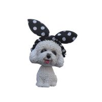 汽车摆件女神款创意个性装饰车内漂亮内饰摇头车载摇头公仔可爱 黑波点坐姿白狗