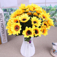 仿真花向日葵假花干花束绢花太阳花装饰花客厅摆设餐桌花艺小摆件 黄色
