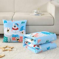 汽车抱枕被子两用四季通用可爱卡通图案冰丝被子丝绵被枕头二合一 北极熊(升级芦荟棉特厚款) 小号特厚40*40展开100*