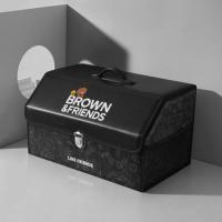 汽车后备箱储物箱车载折叠收纳神器车内置物盒整理箱装饰用品大全 +丨黑色布朗丨+ 49*30*28cm