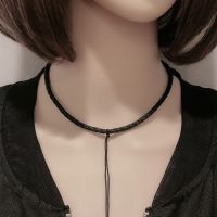 皮绳项链绳女挂脖吊坠绳挂件绳玉石玉坠玉佩玉绳子黑色粗黑绳子潮 39厘米适合110斤以内