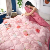 北极绒夏被夏凉被双人水洗棉空调被夏季单人学生宿舍薄被子春秋被 HF可爱草莓 80x100cm[随机发货]