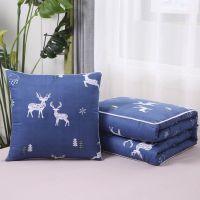 两用抱枕被子车载靠垫靠枕办公室午休护腰靠背空调被夏凉被可拆洗 雪花鹿 40x40cm打开110x150cm