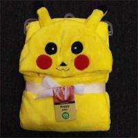 婴儿抱被儿童浴巾披风多功能毛毯新生儿珊瑚绒法兰绒浴袍抱被 黄色皮丘（赠品小方巾）