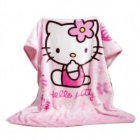 卡通法兰绒午睡毯子珊瑚绒小毛毯被子办公室空调午休盖毯儿童单人 粉色猫咪KT 70*100小毛毯