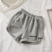 2021新款短裤女童夏装夏季童装儿童外穿薄款韩版热裤亲子装笑脸裤 灰色字母 90