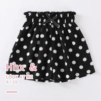 女童短裤中大童外穿雪纺儿童宽松阔腿裤波点裤子女孩2021夏季薄款 黑色波点 110