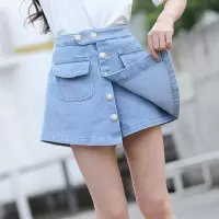 女童牛仔短裤夏季2020新款儿童裤子中大童女孩百搭洋气女孩裙裤 鹅单件裙裤 收藏优先发货 110 建议身高108左右