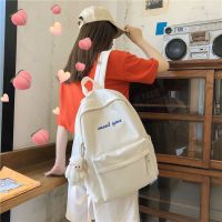 双肩包女韩版防水大容量初高中大小学生书包ins 校园撞色旅行书包[9月15日发完] 腮红熊挂件一个没书包 meet双背
