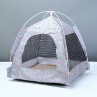 宠物蚊帐狗笼子防蚊虫叮咬专用防蝇猫笼夏天透气防晒防脱毛罩子 帐篷窝-碎花[简易款]-N44 S-小型(适合3斤内猫狗)