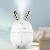 USB加湿器小型迷你可爱萌宠办公桌面静音家用创意大雾量香薰机 萌兔白色