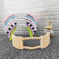 侏儒小仓鼠带门围栏楼梯金丝熊爬梯木质梯子玩具围栏基础笼配件 原木色 门高4cm 长度30cm