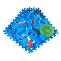 拼接泡沫地垫宝宝爬行垫加厚家用垫子卧室客厅防潮防摔大号地板垫 荷塘月色3D立体 60*60*1cm(4片)送边条