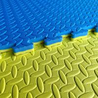 跆拳道地垫舞蹈武术散打加厚训练泡沫幼儿园淘气堡大垫子1米x1米 黄蓝 二级一米1厘米厚