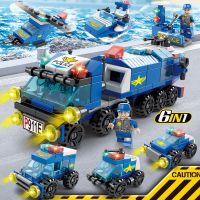 兼容乐高积木男孩军事坦克儿童拼装匹配乐高积木桌益智玩具10岁 [6合1城市警察]约147片含1人仔