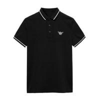 英伦时尚小蜜蜂刺绣商务休闲POLO衫翻领T恤韩版黑白色短袖保罗衫 黑色 M
