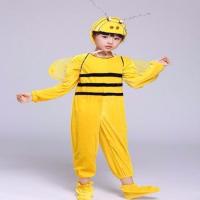 六一儿童小蜜蜂动物演出服幼儿男女童卡通装扮舞蹈服虫儿飞带翅膀 黄色 黄色蜜蜂长款 100