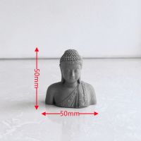 中式禅意水泥佛头像鱼缸微景观造景家居玄关桌面人物装饰品摆件 直身灰色 小号