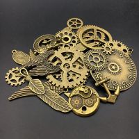 手工DIY复古水晶滴胶朋克耳环合金饰品配材料钟表齿船锚翅膀30个 古青铜30个