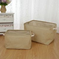 黄麻环保换季衣服被褥收纳篮大号防尘防潮棉麻脏衣筐儿童玩具 中号(38*26*23cm) 黄麻加硬覆膜