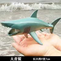 仿真软胶鳄鱼动物模型尼罗鳄可发声儿童塑胶玩具两栖爬行海洋动物 大青鲨[捏捏叫]