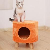 四季通用人猫共用猫凳子猫窝床头柜床尾凳猫窝猫爬架换鞋凳脚凳 [橘黄色长毛绒