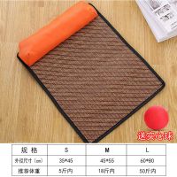 夏季狗狗凉席垫猫咪睡垫防撕咬冰垫夏天地垫狗垫子睡觉用宠物用品 一字型:香橙色 S码[推荐5斤内]