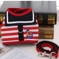 遛狗神器大方胸背带宠物用品宠物衣服狗狗牵引带服饰背心狗链 大红色海军牵引带 XS（胸围26-30适合3斤内）