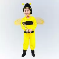 六一儿童动物演出服小蜜蜂演出服幼儿表演服卡通舞蹈服蜜蜂表演服 黄色 蜜蜂帽子长款(黑) 100